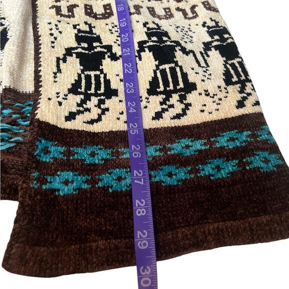 HILARY SMITH Southwestern Cowboy Chenille Tribal Cardigan Sweater Concho Buttons - Picture 13 of 15